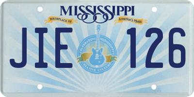 MS license plate JIE126