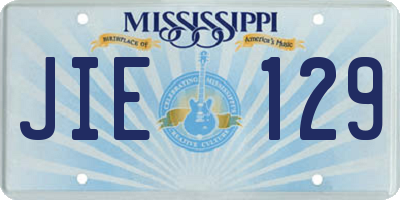 MS license plate JIE129