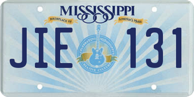 MS license plate JIE131