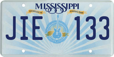 MS license plate JIE133