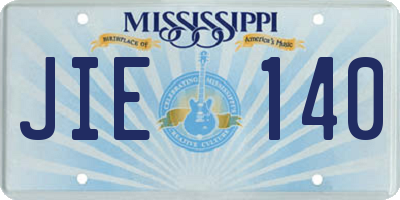MS license plate JIE140