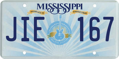 MS license plate JIE167