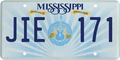 MS license plate JIE171