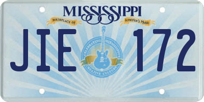 MS license plate JIE172