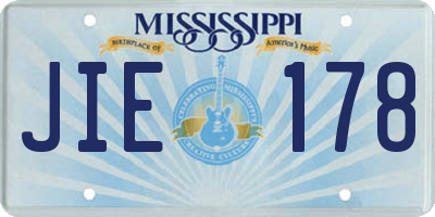 MS license plate JIE178