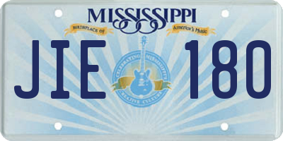 MS license plate JIE180