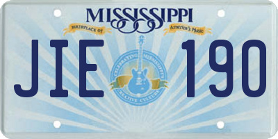 MS license plate JIE190