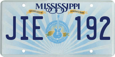 MS license plate JIE192