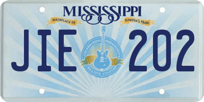 MS license plate JIE202