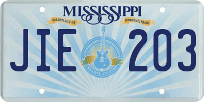 MS license plate JIE203