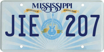 MS license plate JIE207