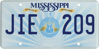 MS license plate JIE209