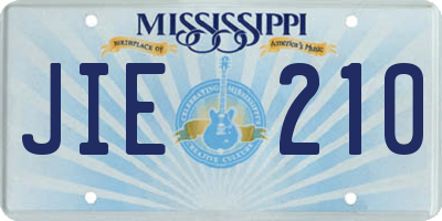 MS license plate JIE210