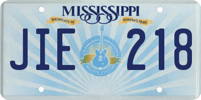 MS license plate JIE218