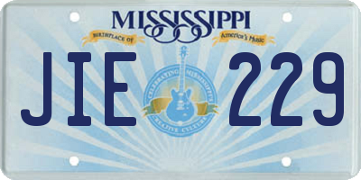 MS license plate JIE229