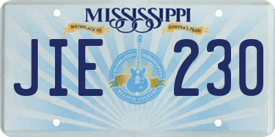 MS license plate JIE230