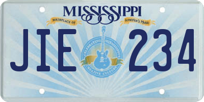 MS license plate JIE234