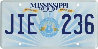 MS license plate JIE236