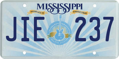 MS license plate JIE237