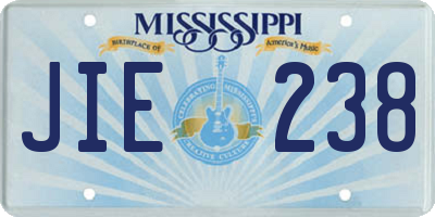 MS license plate JIE238