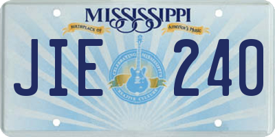 MS license plate JIE240