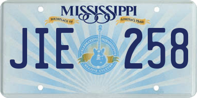 MS license plate JIE258