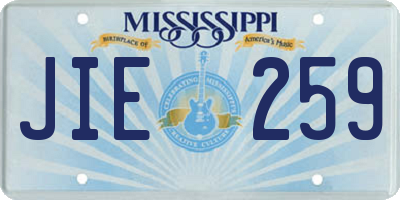 MS license plate JIE259
