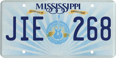 MS license plate JIE268