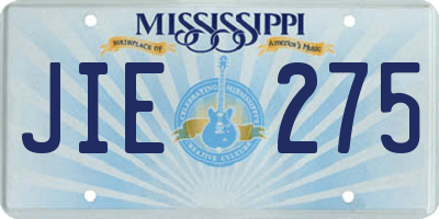 MS license plate JIE275