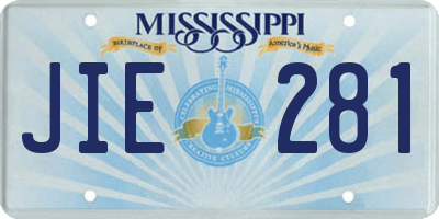 MS license plate JIE281