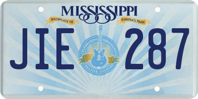 MS license plate JIE287