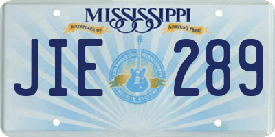 MS license plate JIE289