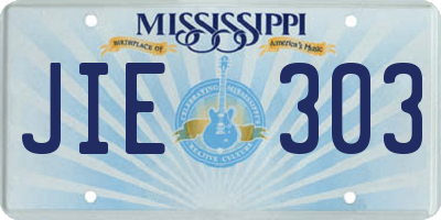 MS license plate JIE303