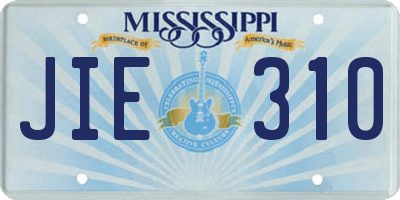 MS license plate JIE310