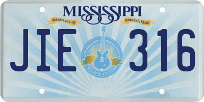 MS license plate JIE316