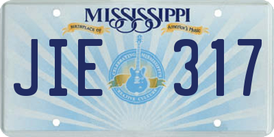 MS license plate JIE317