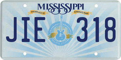 MS license plate JIE318