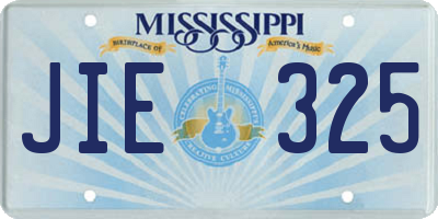MS license plate JIE325