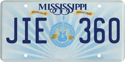 MS license plate JIE360