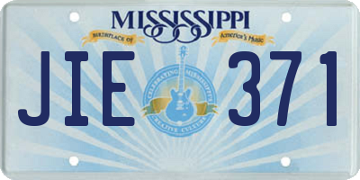 MS license plate JIE371