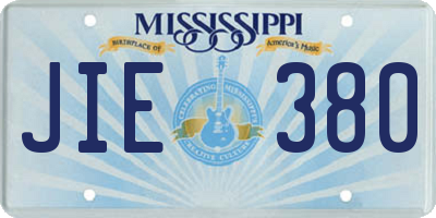 MS license plate JIE380