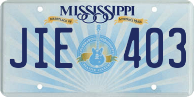 MS license plate JIE403