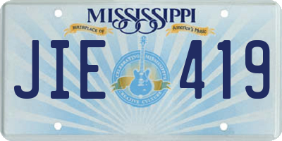 MS license plate JIE419