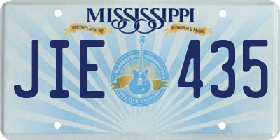 MS license plate JIE435