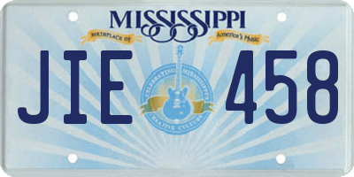 MS license plate JIE458