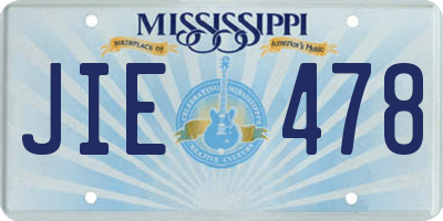MS license plate JIE478