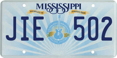 MS license plate JIE502