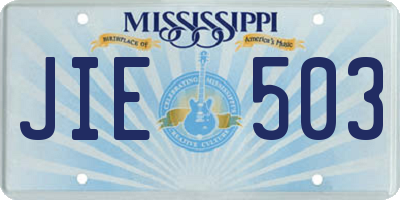MS license plate JIE503