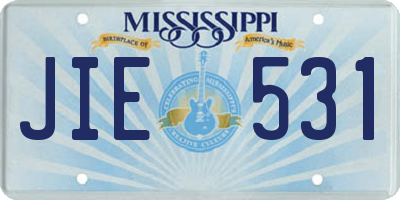 MS license plate JIE531