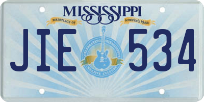 MS license plate JIE534